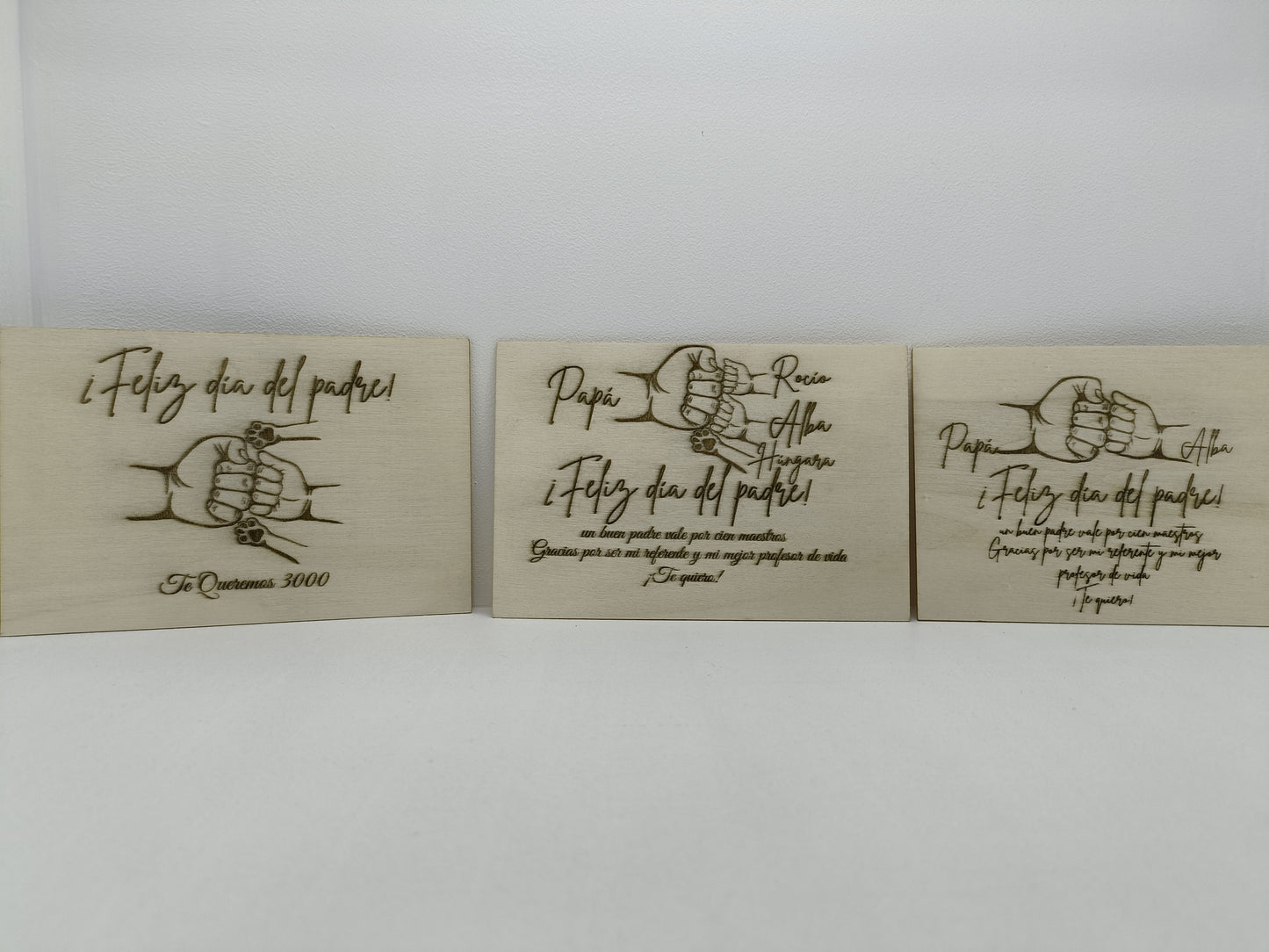 Placa de Madera Personalizada en Forma de Corazón - "Choque de Puños" Padre e Hijos