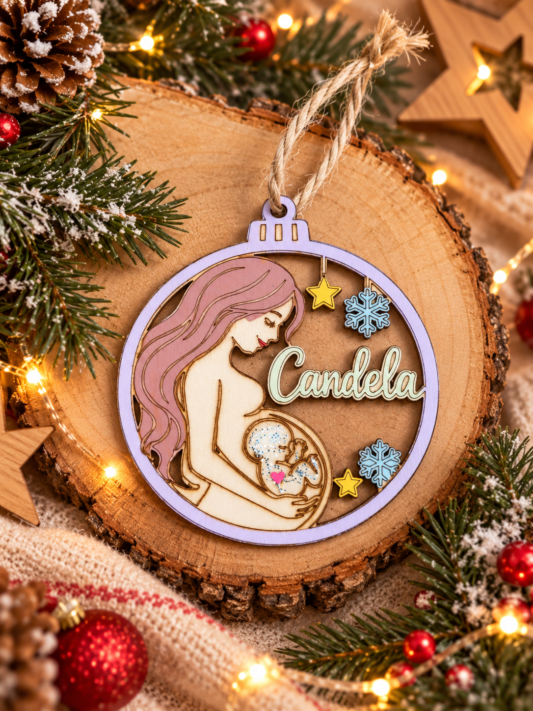 Bola navideña futura mamá personalizada con nombre