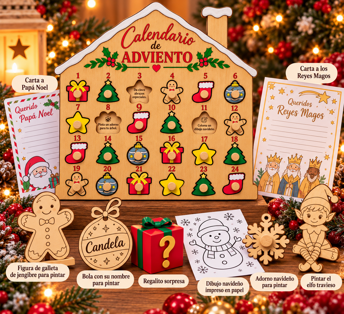 Calendario de Adviento con sorpresas personalizado