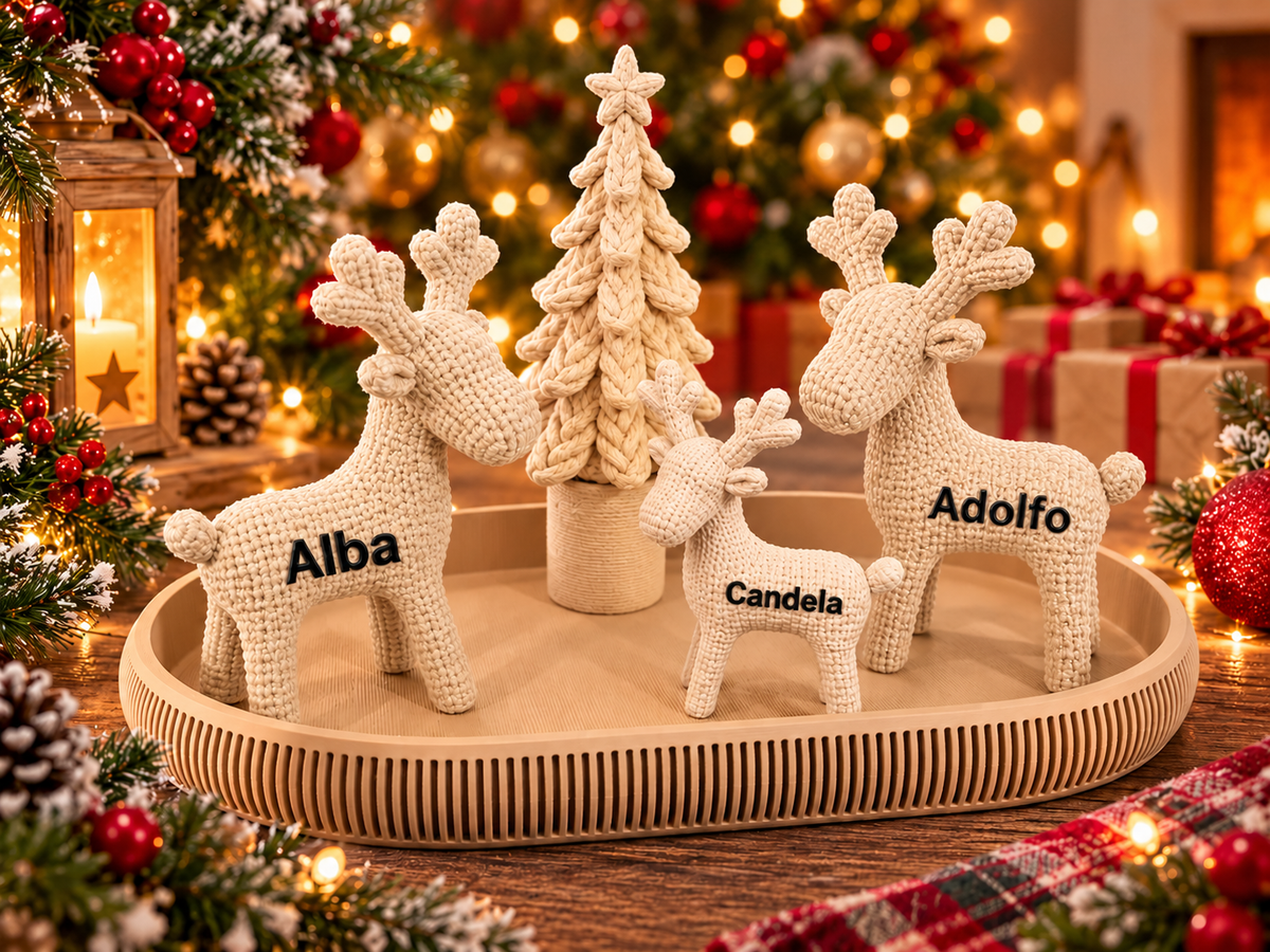Familia de renos navideños personalizada