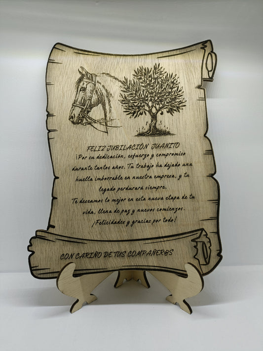 Placa de Madera Personalizada para Jubilación