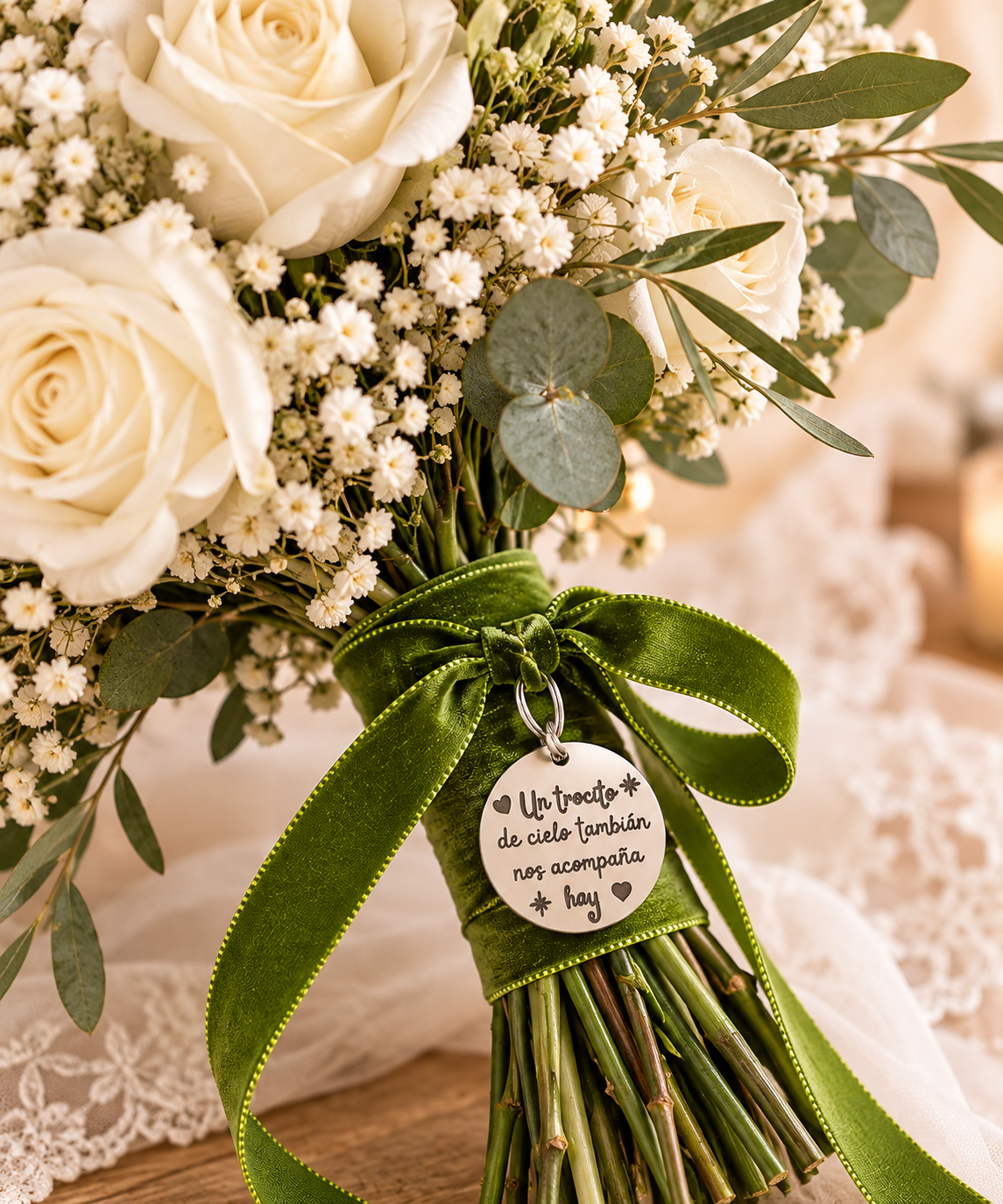 Medalla personalizada para ramo de novia