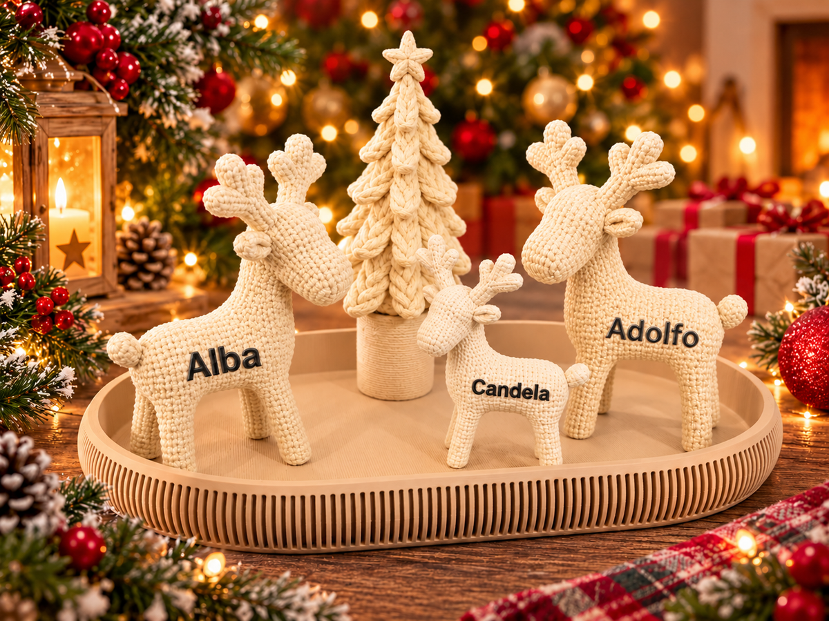 Familia de renos navideños personalizada