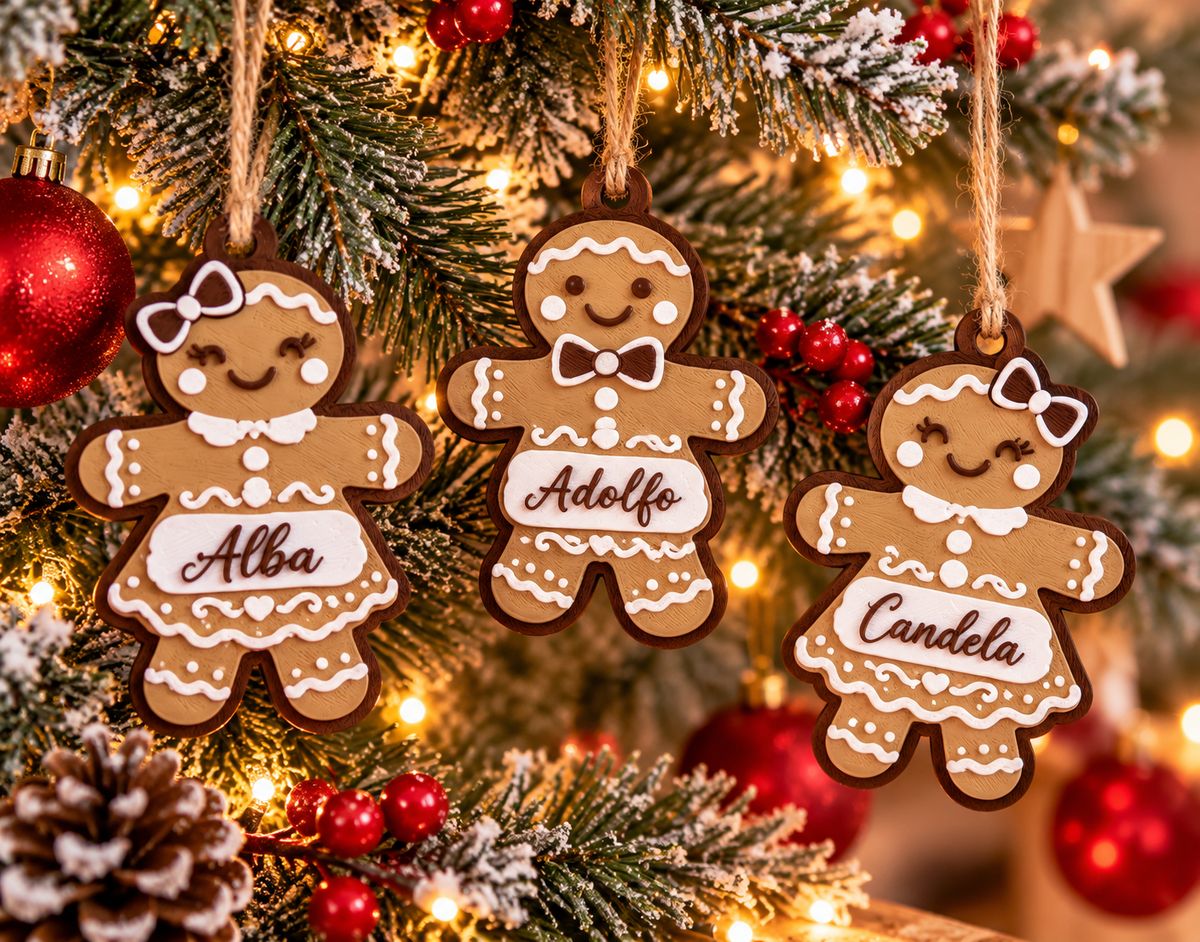 Adorno navideño de jengibre personalizado