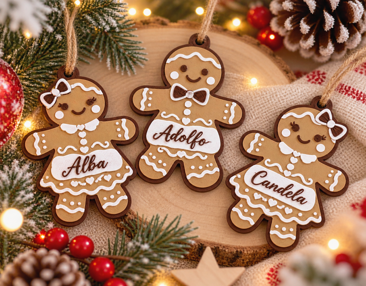 Adorno navideño de jengibre personalizado