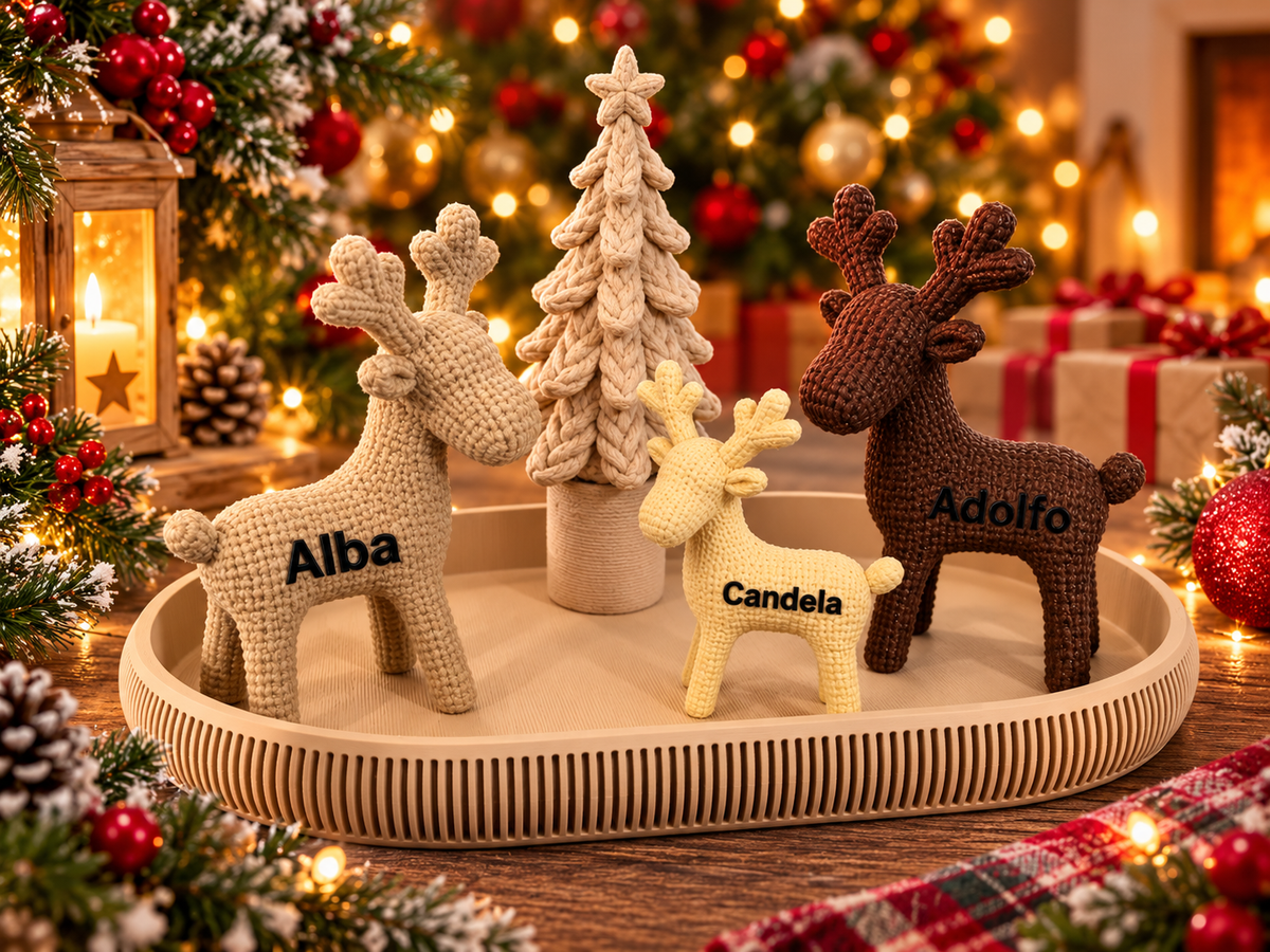 Familia de renos navideños personalizada