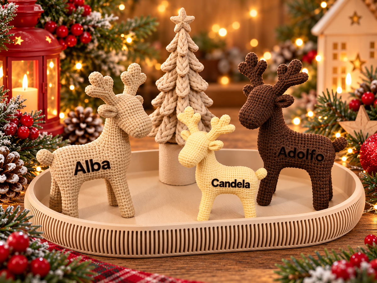 Familia de renos navideños personalizada