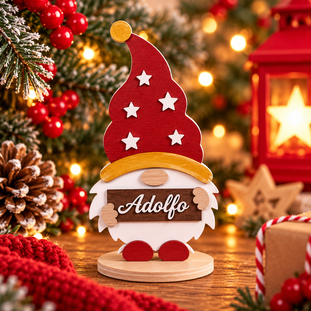 Familia de gnomos de Navidad personalizada