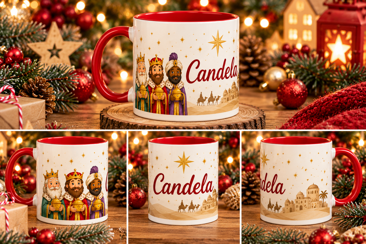Taza navideña personalizada con nombre