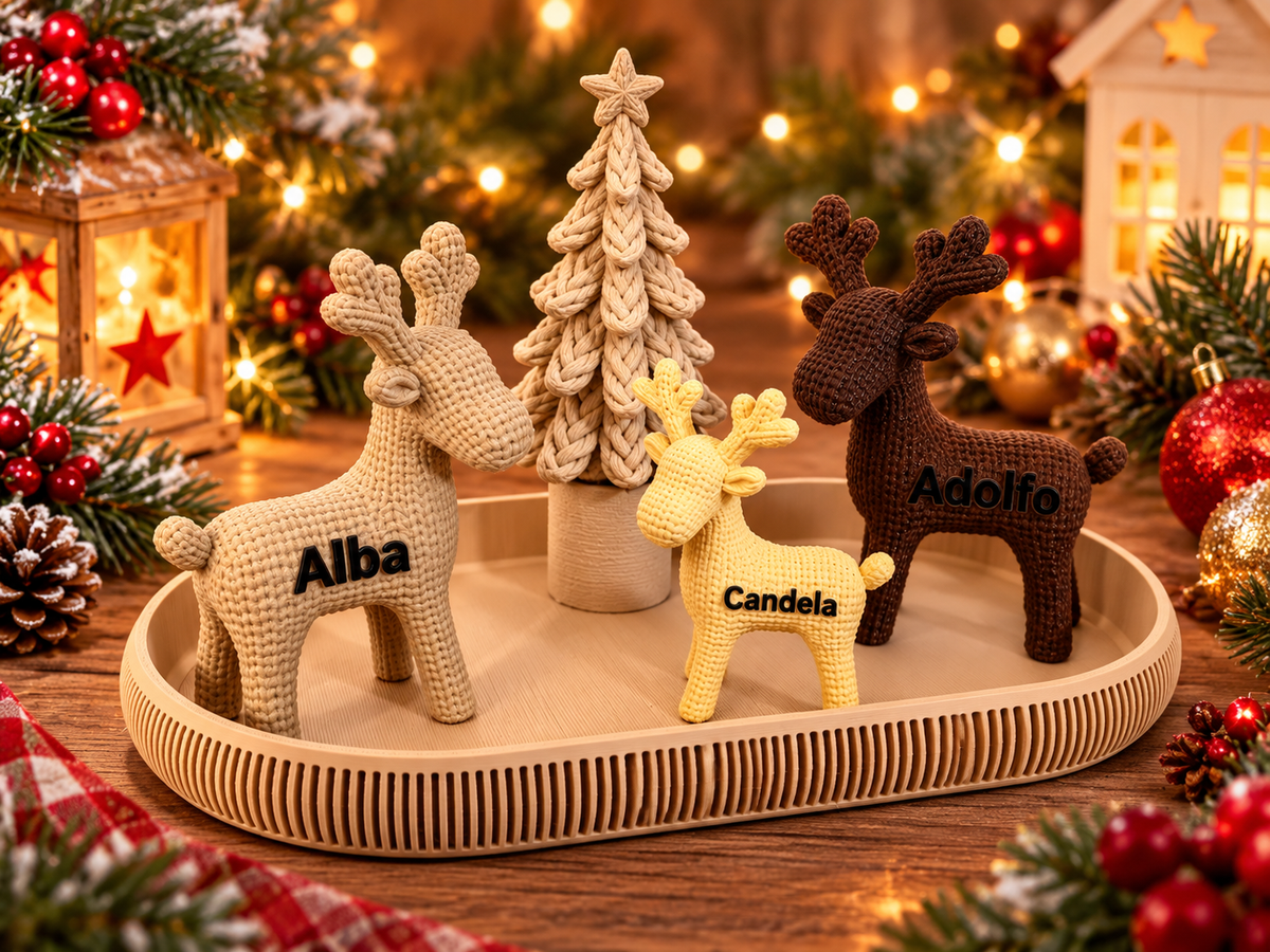 Familia de renos navideños personalizada
