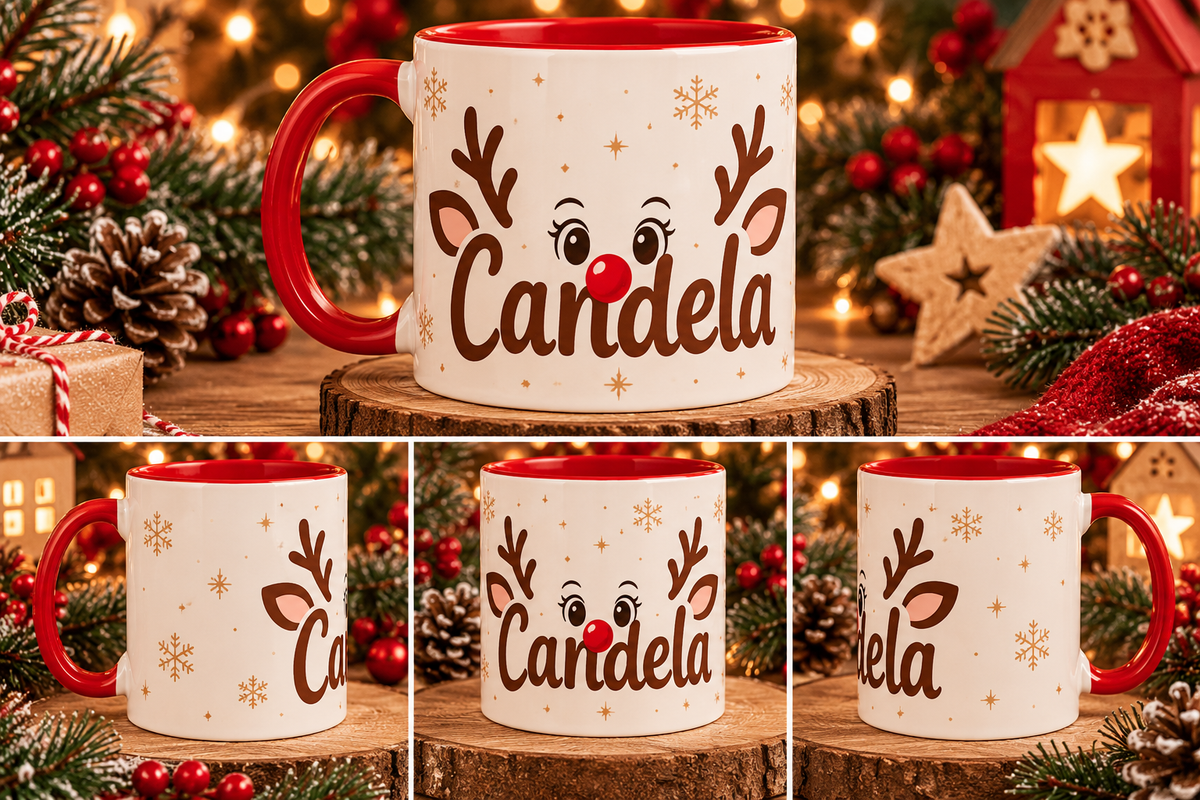 Taza navideña personalizada con nombre