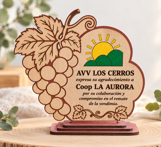 Placa de agradecimiento personalizada en madera