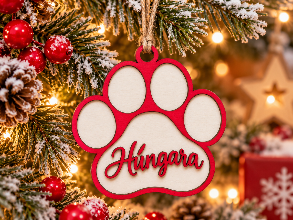 Adorno navideño huella de mascota personalizado